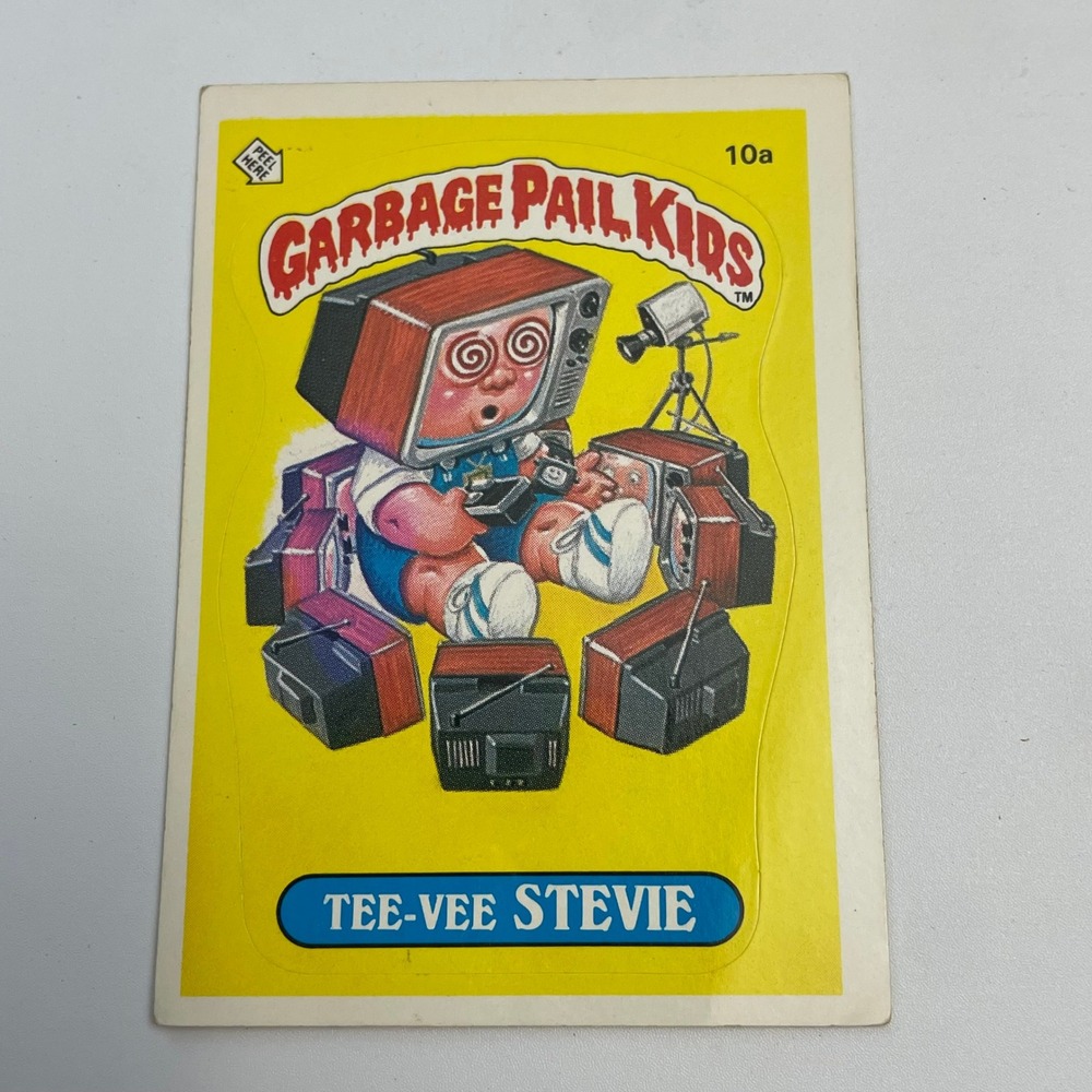 1985 Topps Garbage Pail Kids Series 1 Tee-Vee Stevie 10a Matte Back Card Sticker